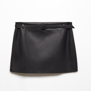 faux leather mini skirt with belt